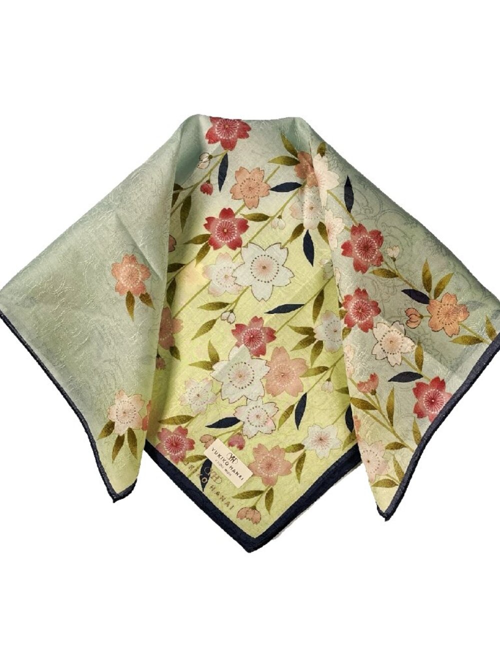 NWT Yukiko Hanai Cherry Blossom Cotton Scarf 19" x 19.5"